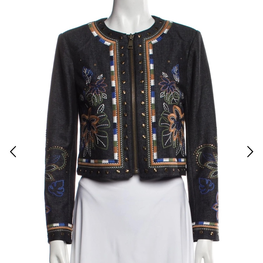 Ramy Brook Black Embroidered Jean Jacket size S
